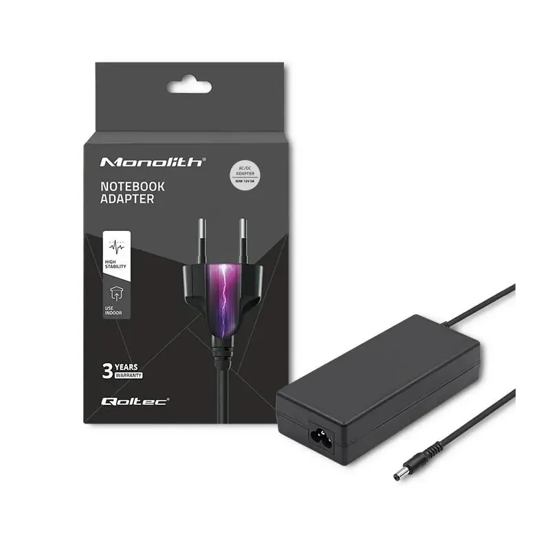 Zasilacz sieciowy Qoltec desktopowy 60W | 12V | 5A | 5.5*2.1 | + kabel