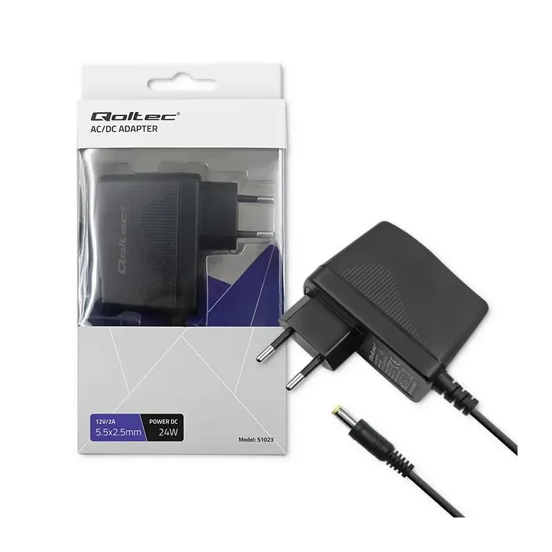 Zasilacz wtyczkowy Qoltec 24W | 12V | 2A | 5.5*2.5