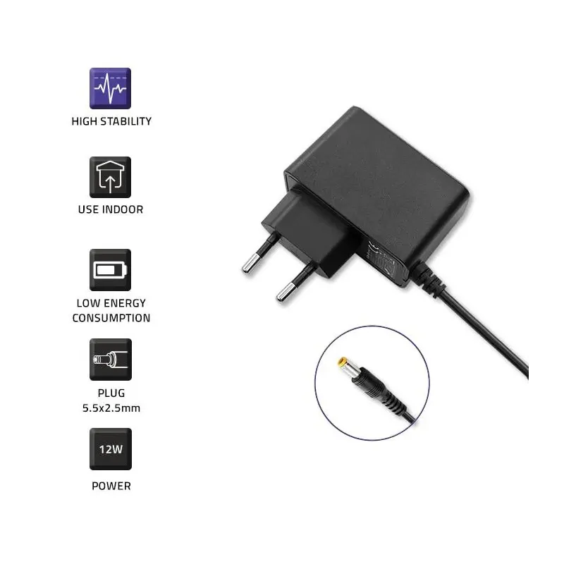 Zasilacz sieciowy Qoltec wtyczkowy 12W | 12V | 1A | 5.5*2.5