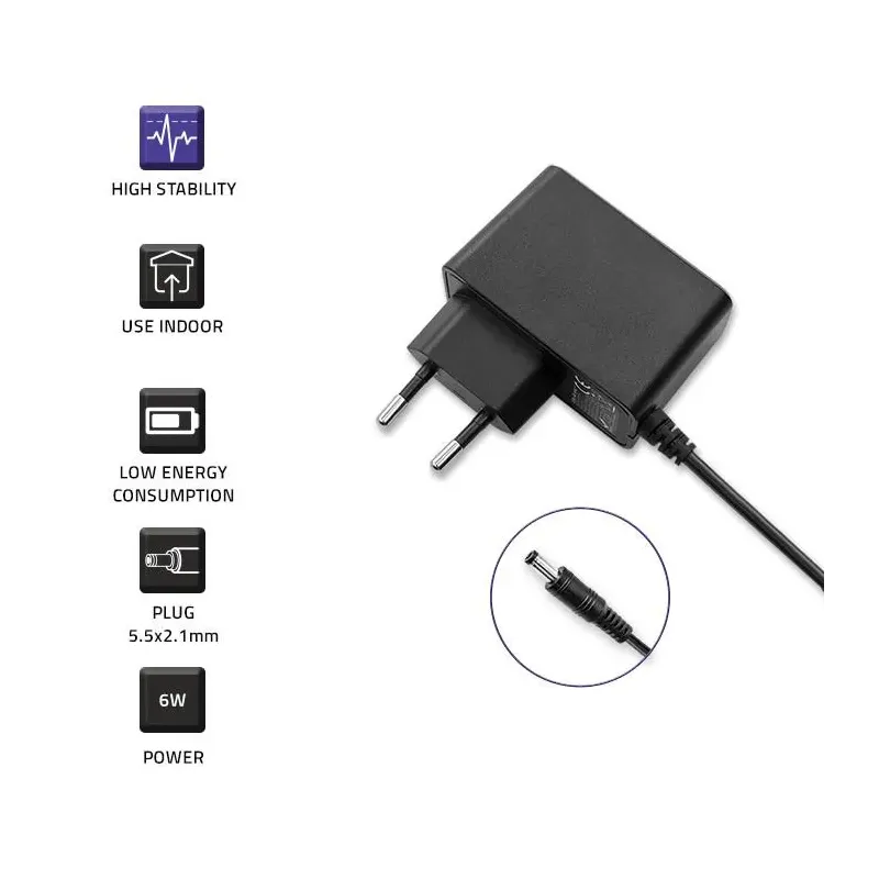 Zasilacz sieciowy Qoltec wtyczkowy 6W | 6V | 1A | 5.5*2.1