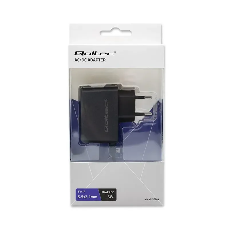 Zasilacz sieciowy Qoltec wtyczkowy 6W | 6V | 1A | 5.5*2.1