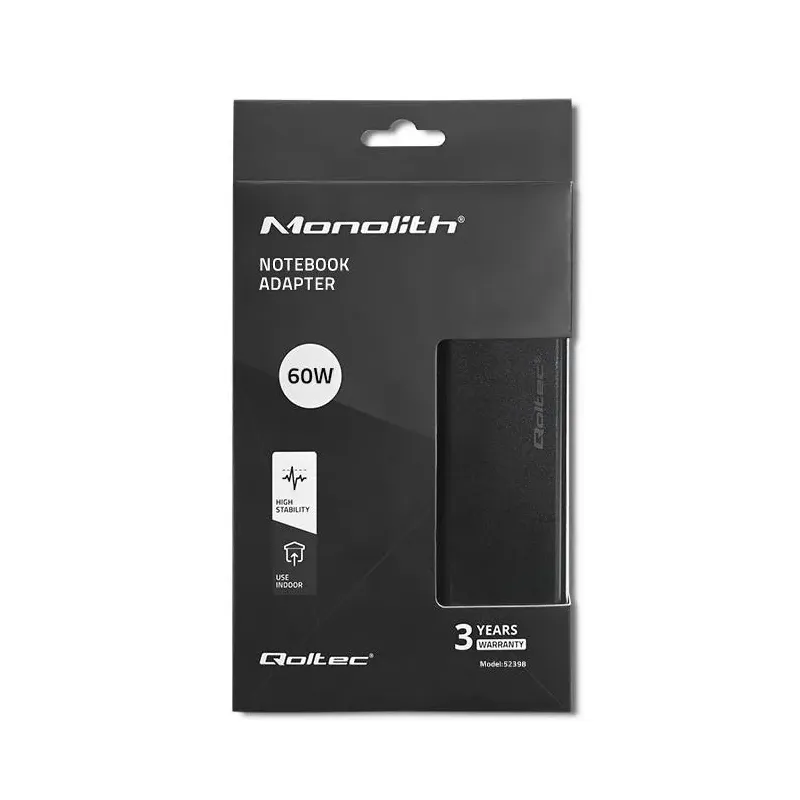 Zasilacz desktopowy Qoltec 60W | 12V | 5A | 5.5*2.5 | +kabel zasilający