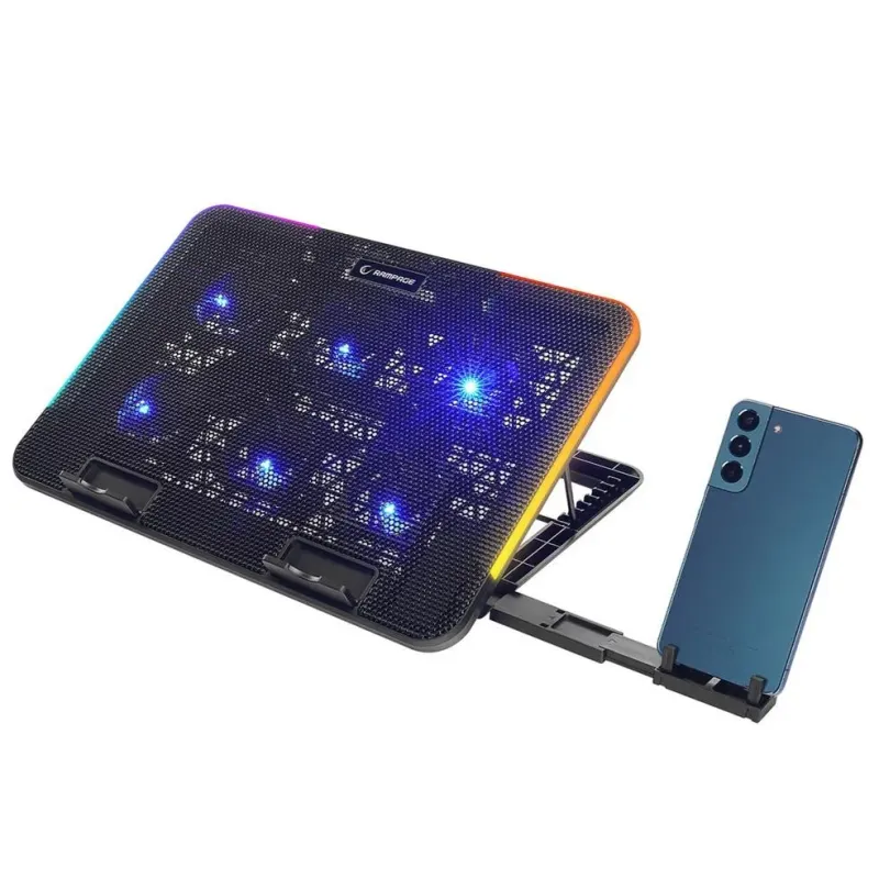 Rampage Sixpower R9 - Podstawka chłodząca pod laptop 15,6'', RGB, regulowana