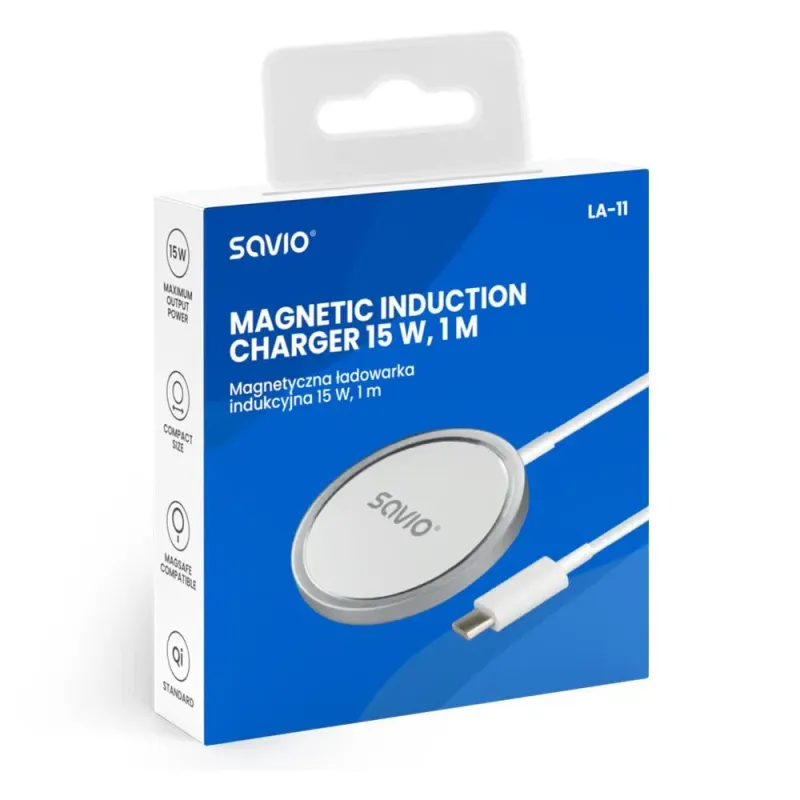 Ładowarka bezprzewodowa magnetyczna SAVIO LA-11 15W Indukcyjna