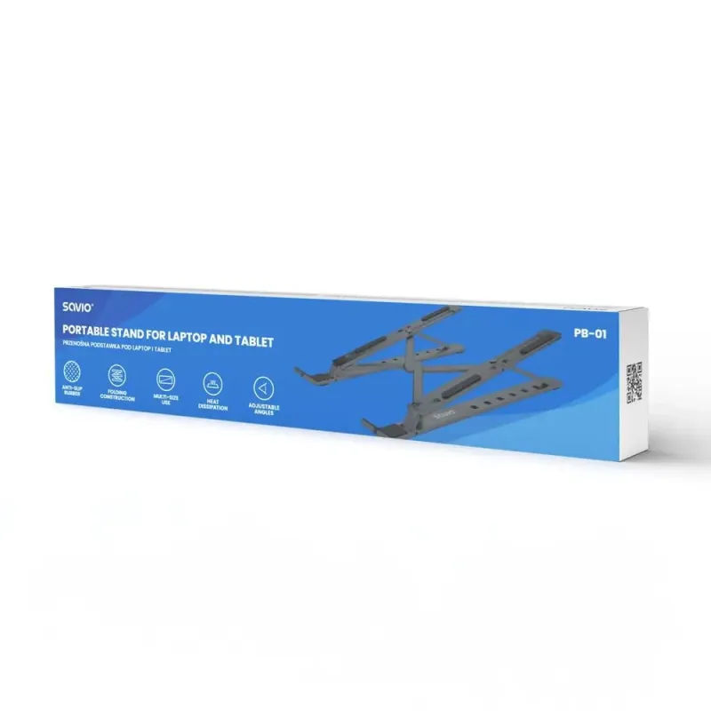 Podstawka biurowa pod laptop, tablet SAVIO PB-01, aluminiowa, szara