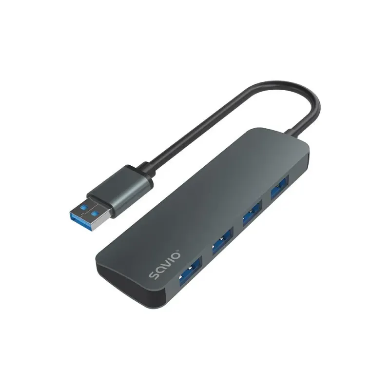 Hub USB 3.1 SAVIO AK-53 USB-A - 4 x USB-A szary
