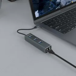 HUB USB-C 3.1 SAVIO AK-57 z adapterem RJ-45 3-portowy