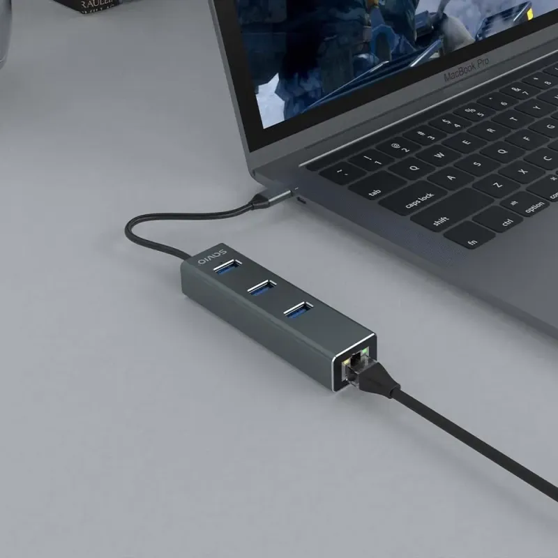 HUB USB-C 3.1 SAVIO AK-57 z adapterem RJ-45 3-portowy