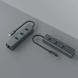 HUB USB-C 3.1 SAVIO AK-57 z adapterem RJ-45 3-portowy