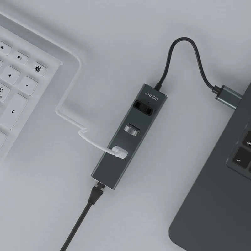 HUB USB-A 3.1 SAVIO AK-58 z adapterem RJ-45 3-portowy