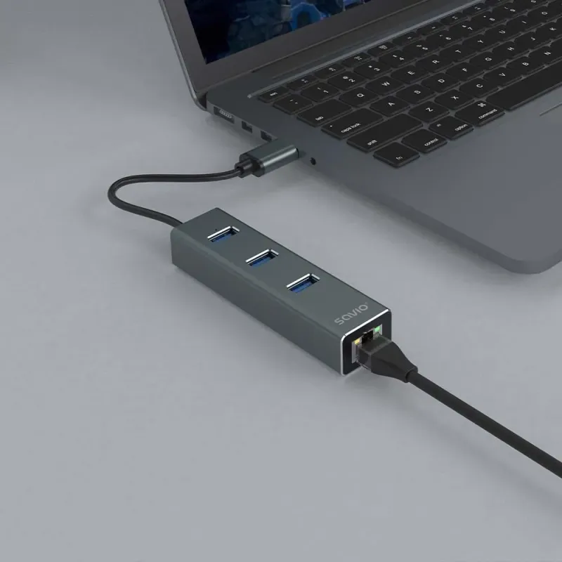 HUB USB-A 3.1 SAVIO AK-58 z adapterem RJ-45 3-portowy