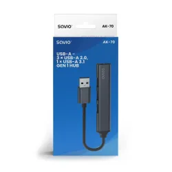 Hub USB SAVIO AK-70 USB-A - 3 x USB-A 2.0, 1 x USB-A 3.0 | PartsPC.pl