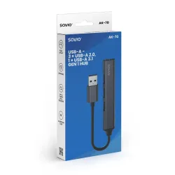 Hub USB SAVIO AK-70 USB-A - 3 x USB-A 2.0, 1 x USB-A 3.0 | PartsPC.pl