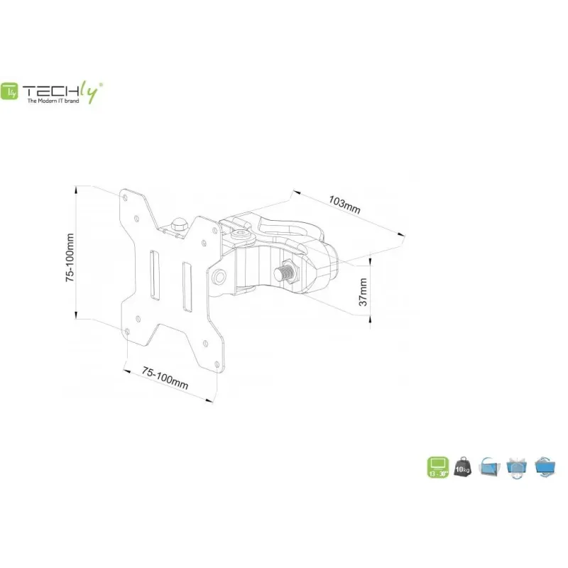 Uchwyt na słup Techly 13"-30", 10kg obrotowy
