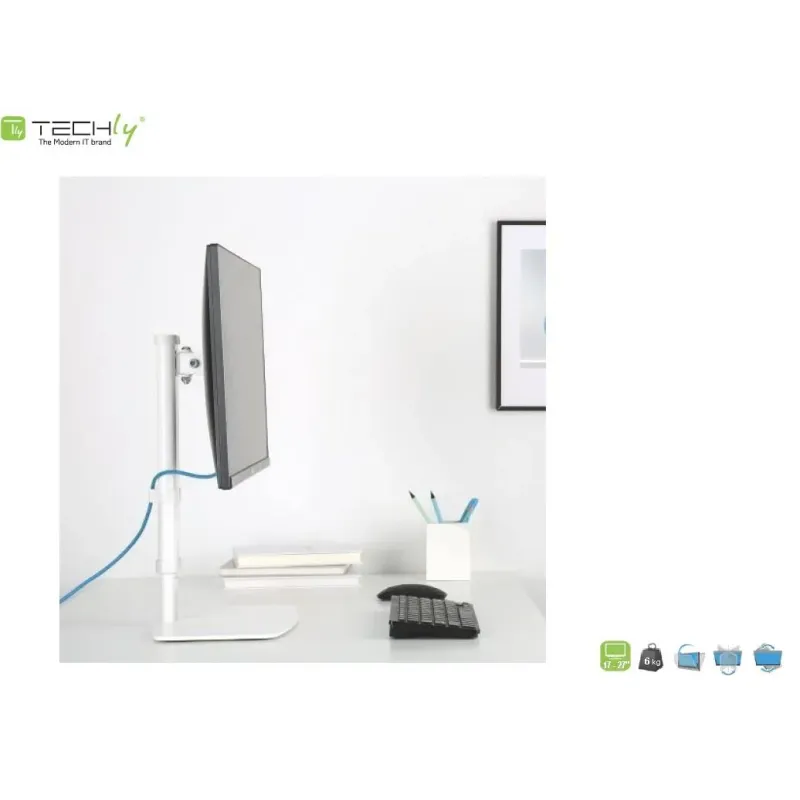 Uchwyt biurkowy Techly 17"-27", 6kg pionowy | PartsPC.pl