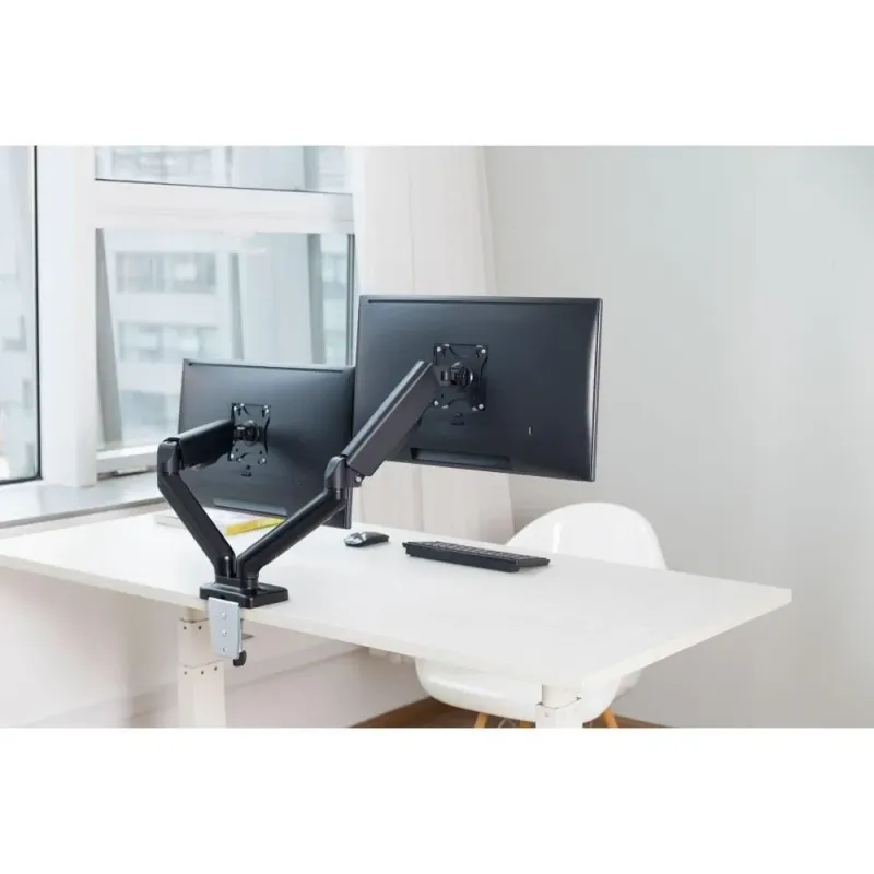 Uchwyt biurkowy 2xLCD/LED Techly 17"-32" 2x(2-9kg) Amortyzator gazowy