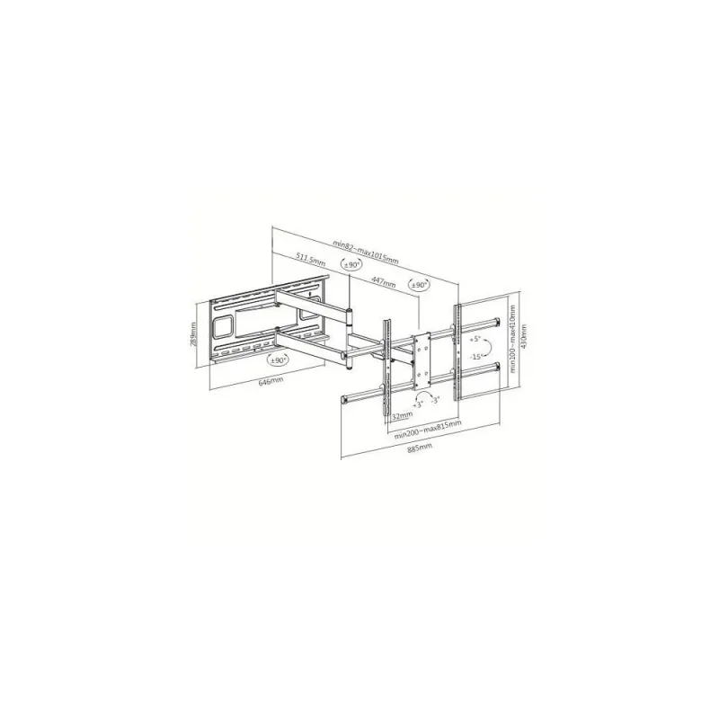 Uchwyt ścienny Techly 43"-80", 50kg obrotowy