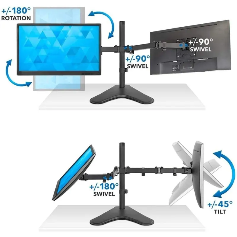 Uchwyt biurkowy Techly na 2 monitory 13"-32" 2x8kg regulowany