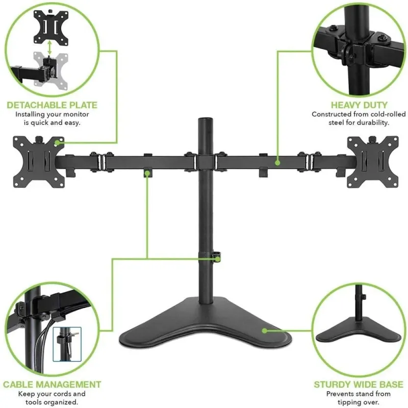 Uchwyt biurkowy Techly na 2 monitory 13"-32" 2x8kg regulowany
