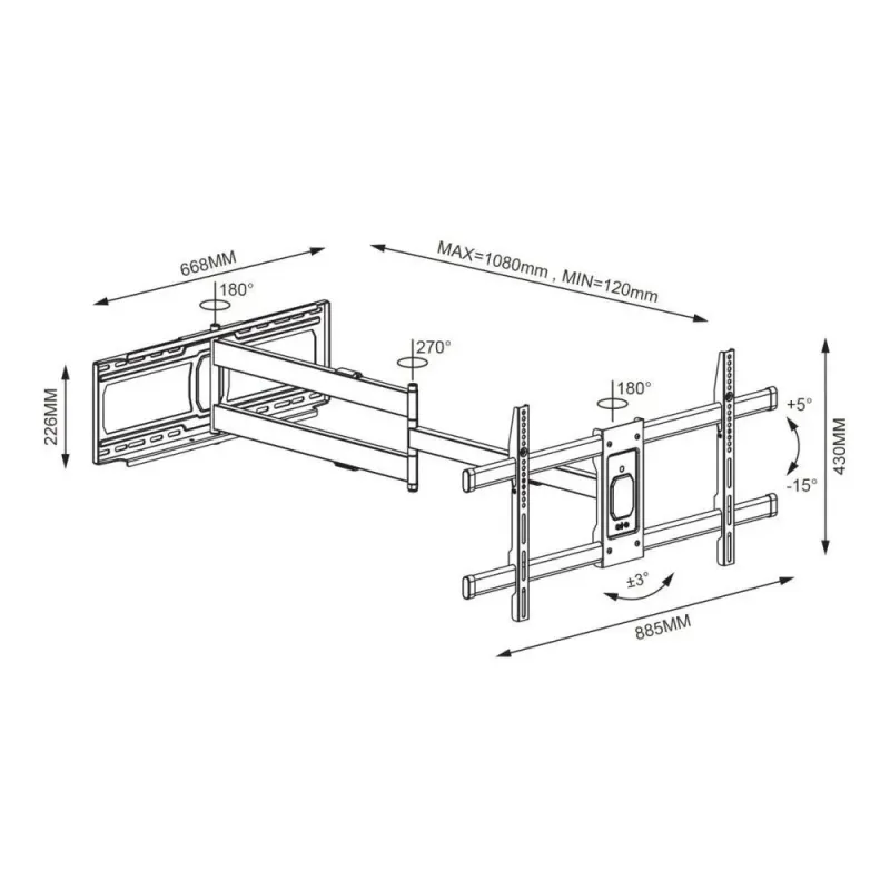 Uchwyt ścienny LCD/LED Techly 42"-80", 70 kg obrotowy