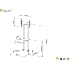 Stojak mobilny Techly 30"-65", 60kg regulowany