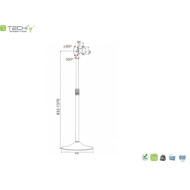 Stojak podłogowy Techly 13"-27", 22kg regulowany
