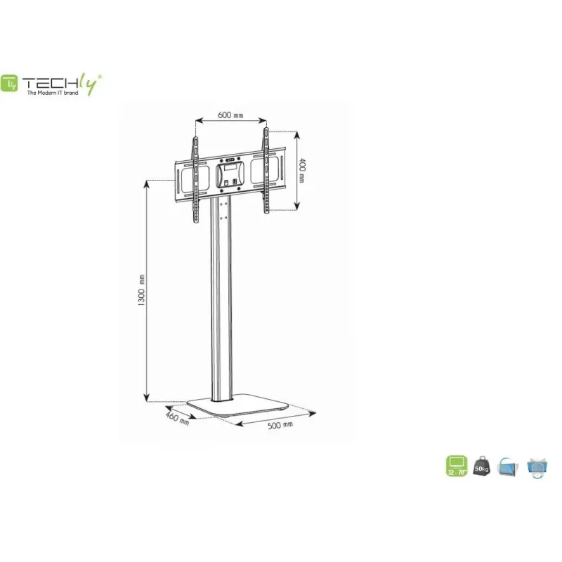 Stojak podłogowy Techly 32"-70", 50kg regulowany