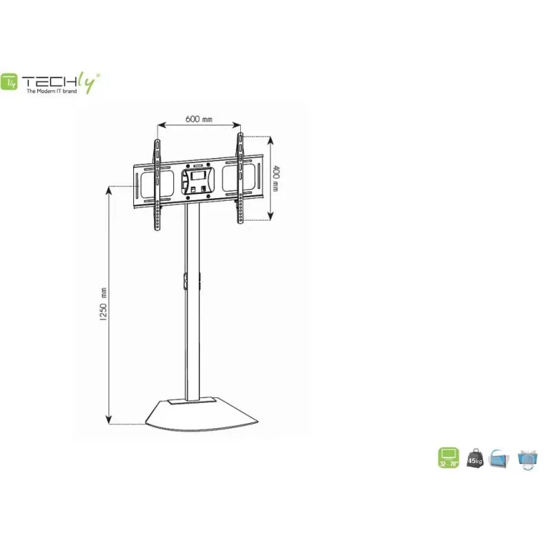 Stojak podłogowy Techly 32"-70", 45kg regulowany