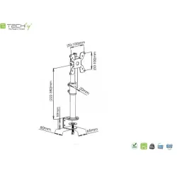 Uchwyt biurkowy Techly 13"-30", 15kg regulowany