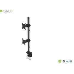 Uchwyt biurkowy Techly 13"-27", 2x10kg na 2 monitory regulowany