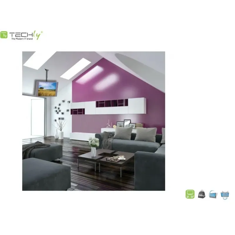 Uchwyt sufitowy Techly 32"-55", 50kg regulowany