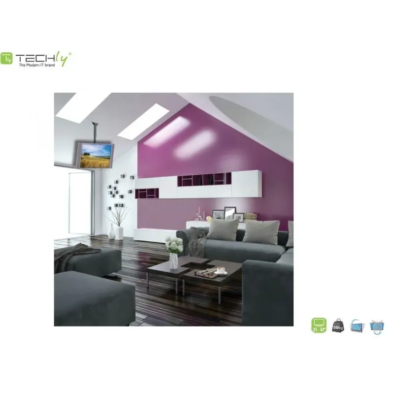 Uchwyt sufitowy Techly 23"-42", 50kg regulowany