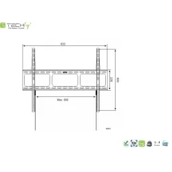 Uchwyt ścienny Techly 42"-80", 60kg slim