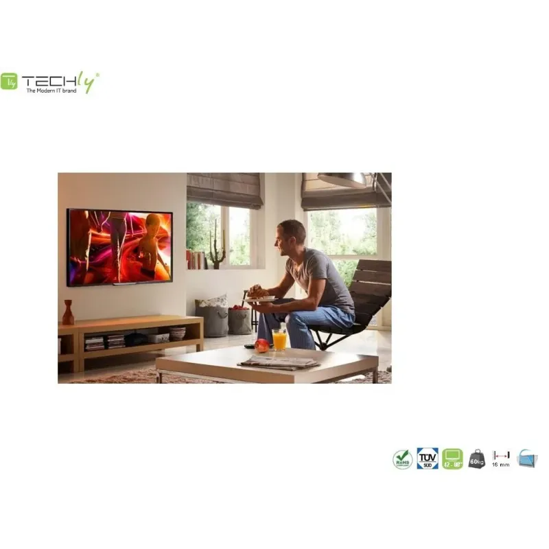 Uchwyt ścienny Techly 42"-80", 60kg slim