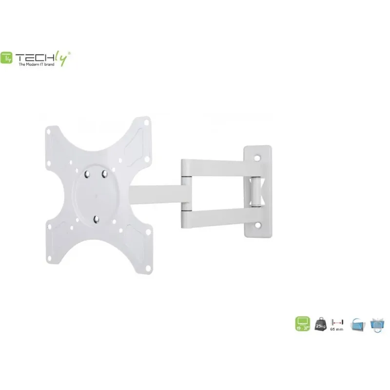 Uchwyt ścienny Techly LCD/LED 19"-37" 25kg, obrotowy,biały
