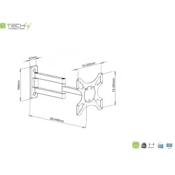 Uchwyt ścienny Techly LCD/LED 19"-37" 25kg, obrotowy,biały