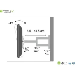 Uchwyt ścienny Techly LCD/LED 19"-37" 25kg, obrotowy,biały