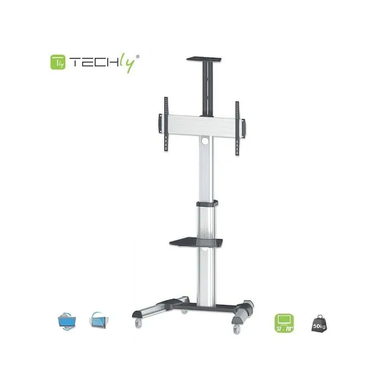 Stojak mobilny Techly 37"-70", 50kg regulowany, z półką