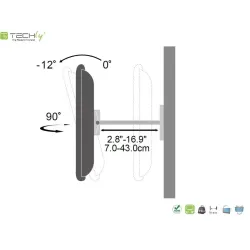 Uchwyt ścienny Techly 42"-70", 70kg obrotowy