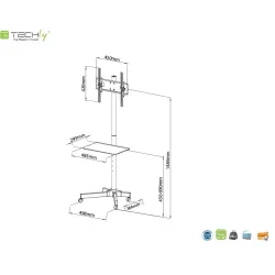 Stojak mobilny Techly 23"-55", 25kg regulowany