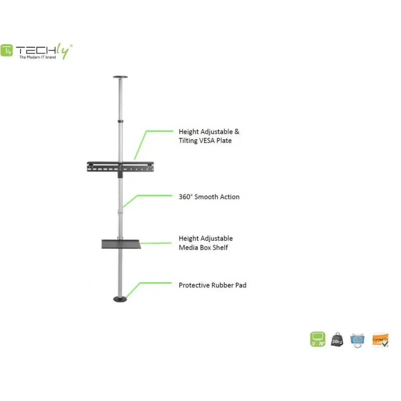 Stojak podłogowo-sufitowy Techly 37"-70", 30kg