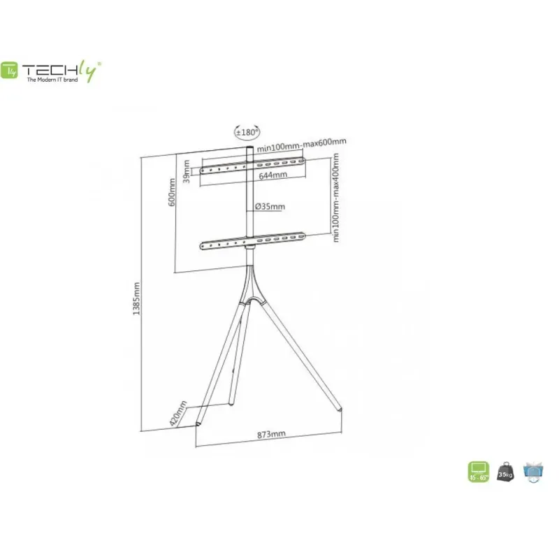 Stojak podłogowy Techly 45"-65", 35kg drewno | PartsPC.pl