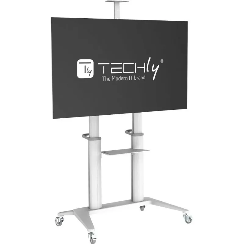 Stojak mobilny Techly 70"-120", 140kg z półką, biały