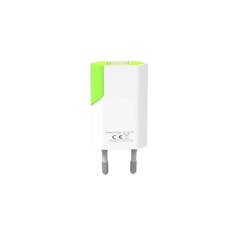 Ładowarka sieciowa Techly Slim USB 230V-5V,1A biało-zielona