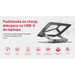 Podstawka pod laptop UNITEK D1109A HUB USB-C, HDMI, 4K, PD 100W