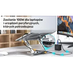 Podstawka pod laptop UNITEK D1109A HUB USB-C, HDMI, 4K, PD 100W