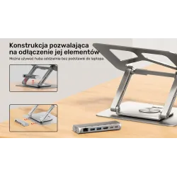 Podstawka pod laptop UNITEK D1109A HUB USB-C, HDMI, 4K, PD 100W