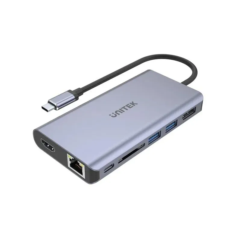 Hub USB-C Unitek D1056A, 2x USB 3.1, HDMI, DP, RJ45, SD | PartsPC.pl
