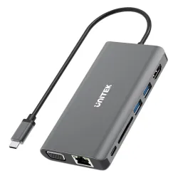 Hub USB-C Unitek D1019B 3.1 8w1, Power Delivery 100W | PartsPC.pl