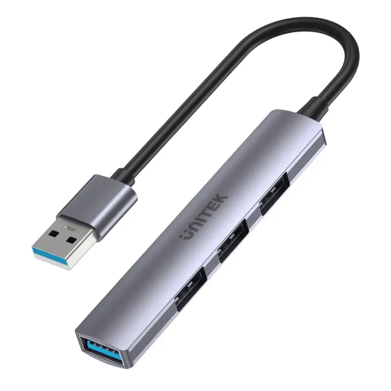 Hub USB Unitek H1208A 1xUSB-A 5 Gbps, 3xUSB-A 2.0 alu | PartsPC.pl